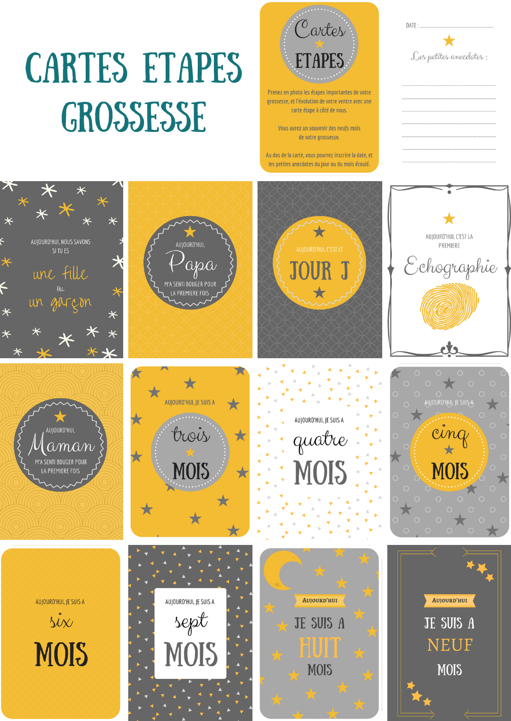 Cartes étapes Grossesse