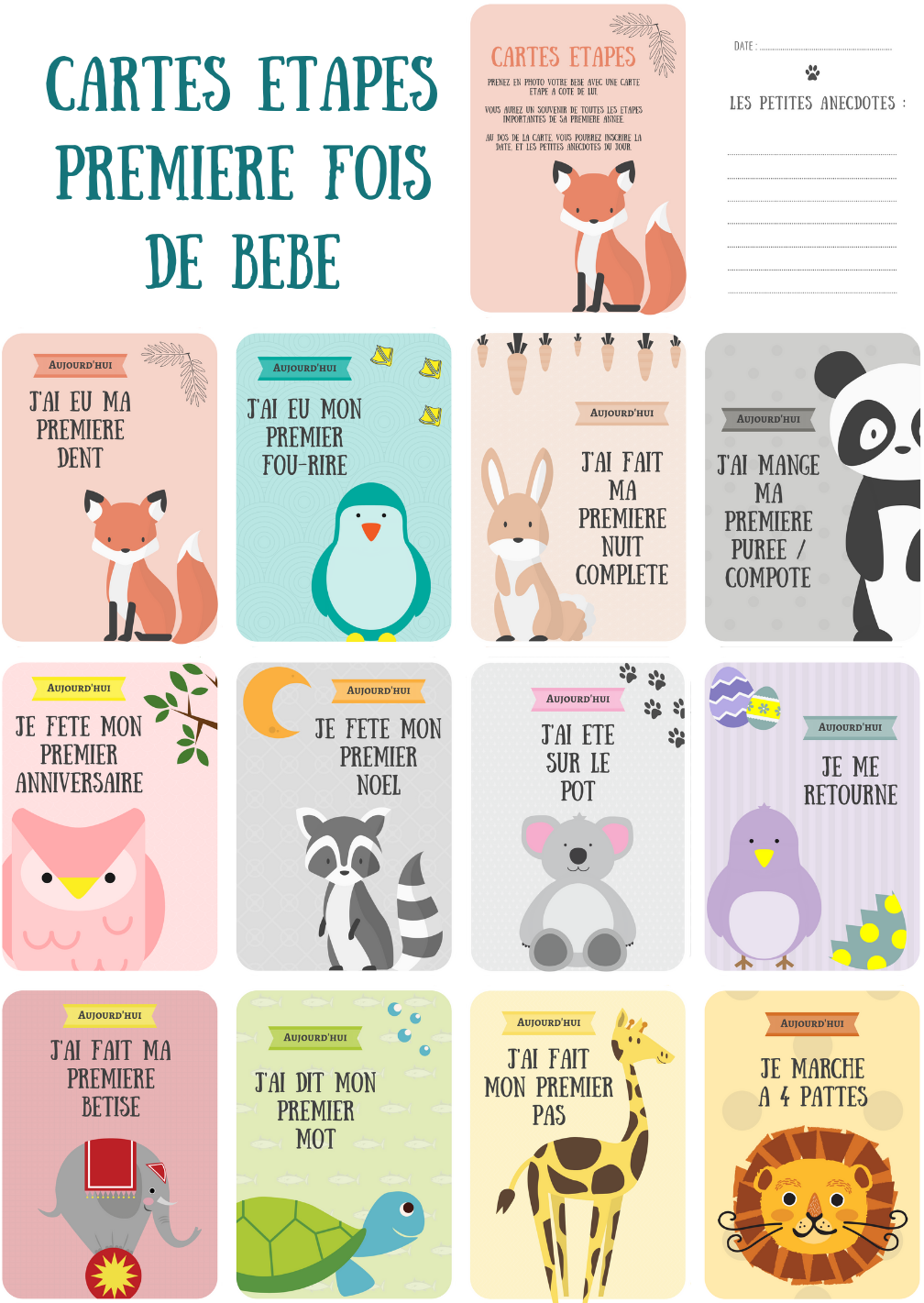 Cartes étapes Bébé